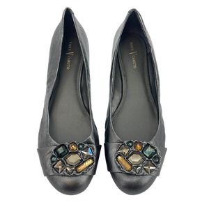 Vince Camuto Women's Size 9B "Richie" Silver Jeweled Slip On Ballet Flats